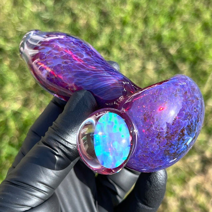 Purple Plasma Pipe with Opal Coin Glass Pipe Tako Glass   