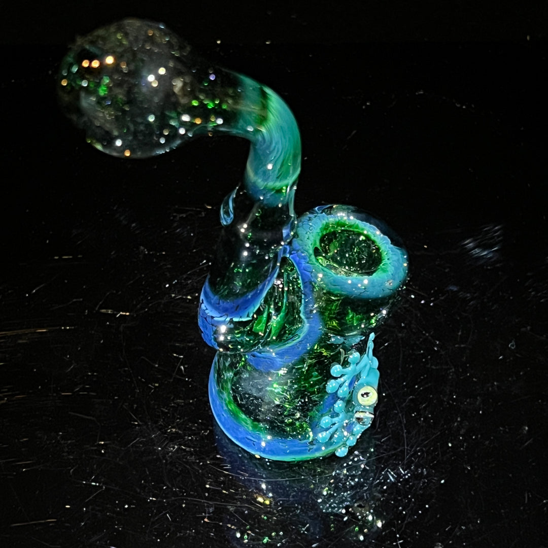 Deep Green Sherlock Frog Bubbler Glass Pipe Beezy Glass