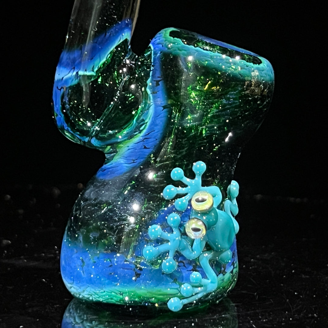 Deep Green Sherlock Frog Bubbler Glass Pipe Beezy Glass