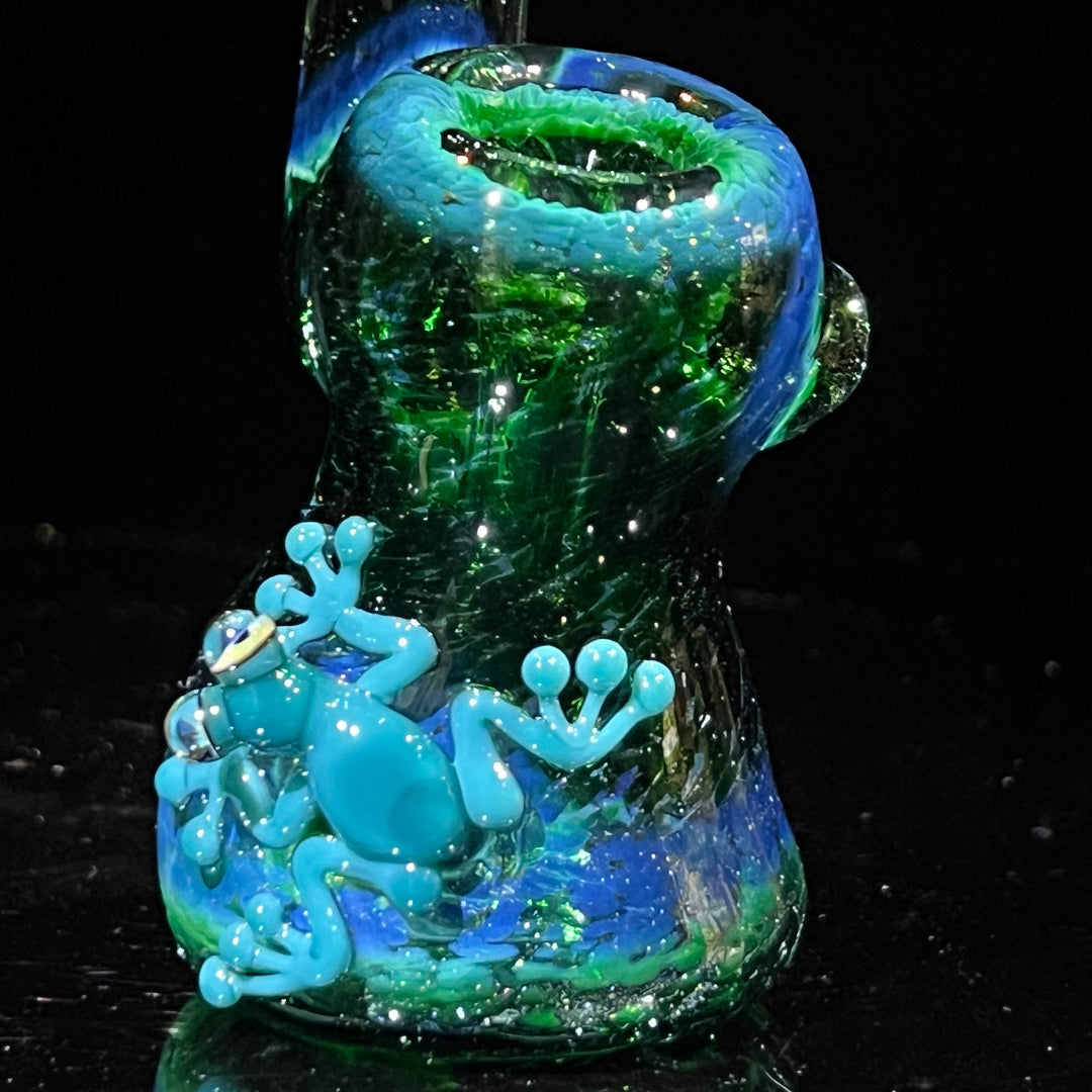 Deep Green Sherlock Frog Bubbler Glass Pipe Beezy Glass