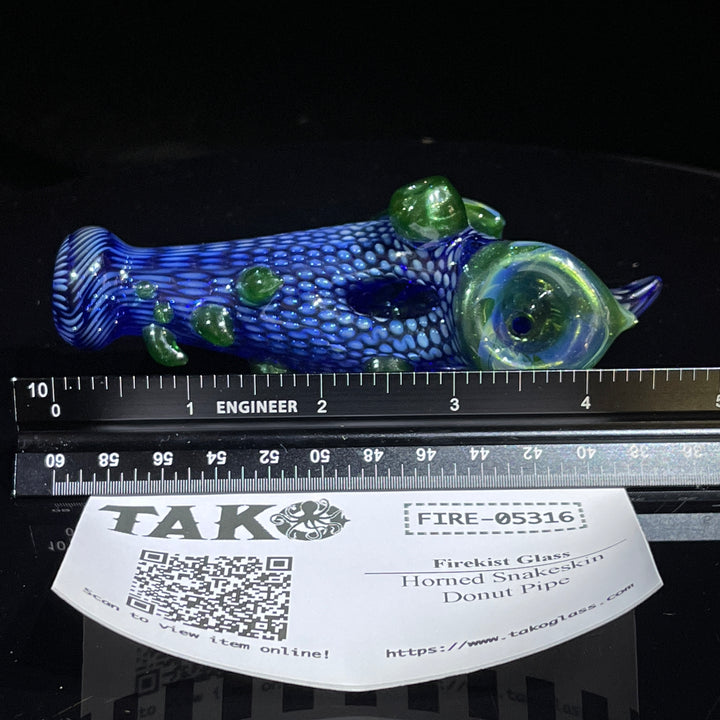 Horned Snakeskin Donut Pipe Glass Pipe Firekist Glass   