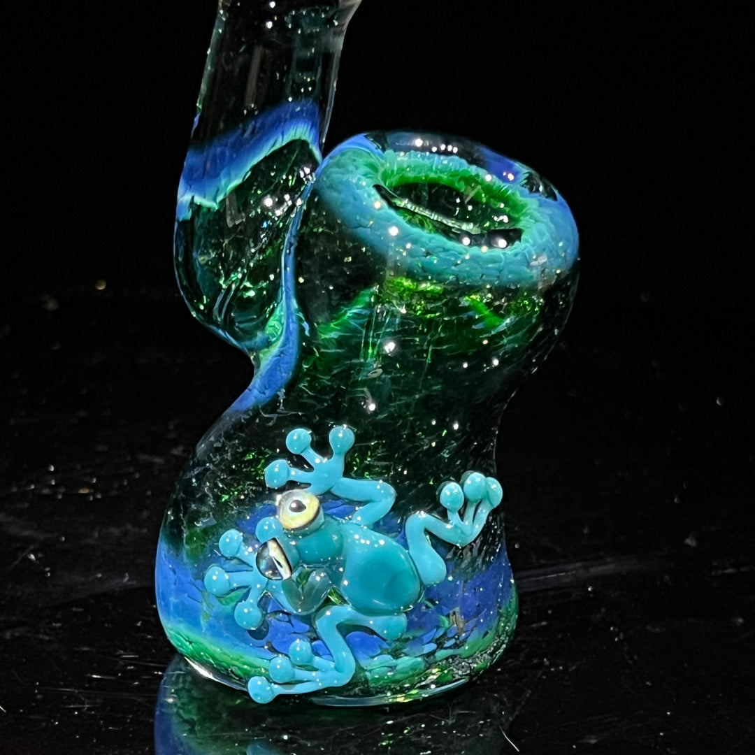 Deep Green Sherlock Frog Bubbler Glass Pipe Beezy Glass