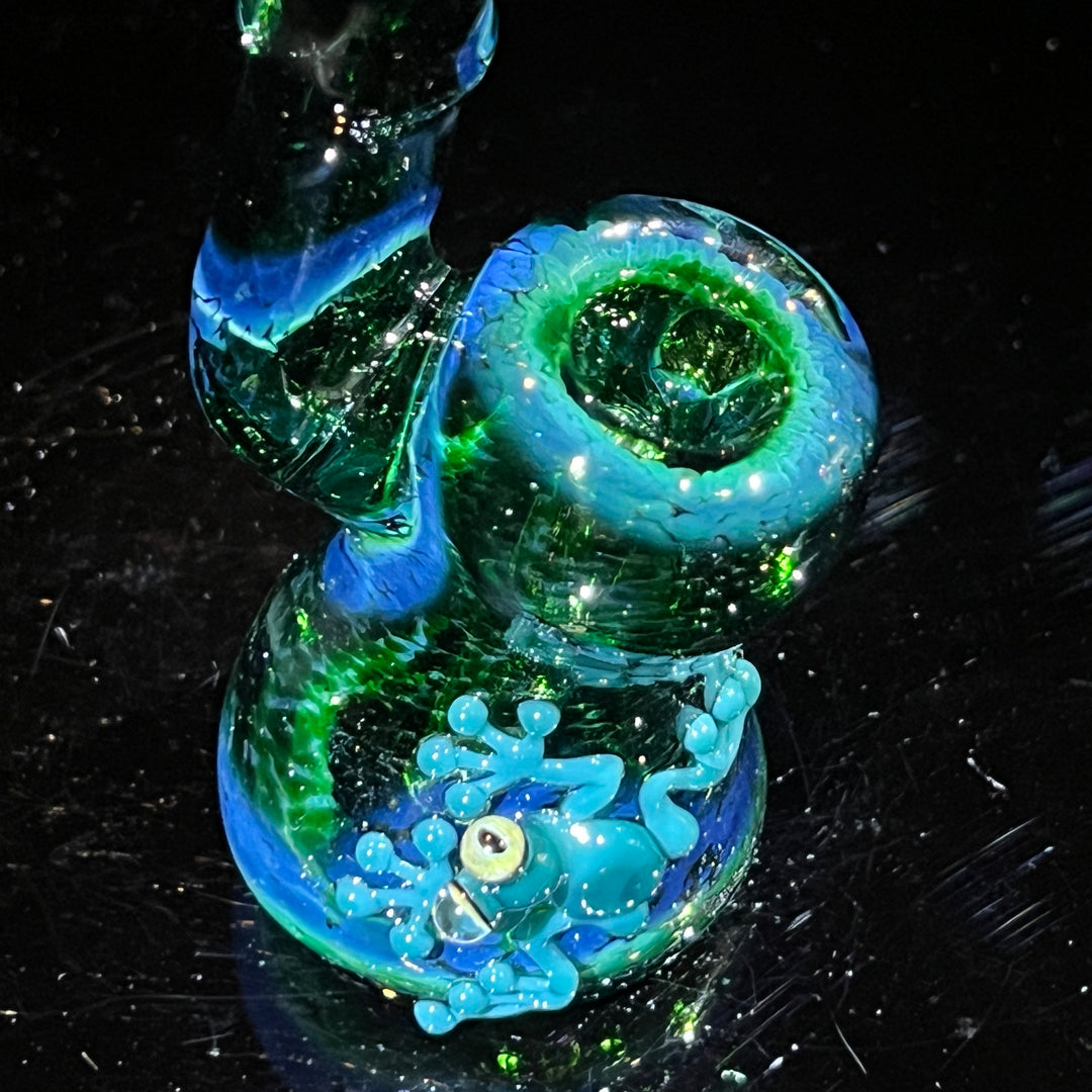 Deep Green Sherlock Frog Bubbler Glass Pipe Beezy Glass