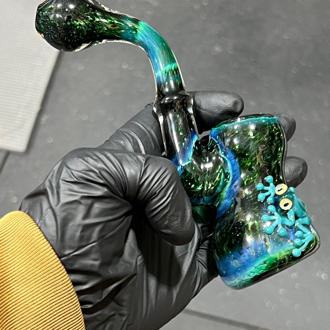 Deep Green Sherlock Frog Bubbler Glass Pipe Beezy Glass