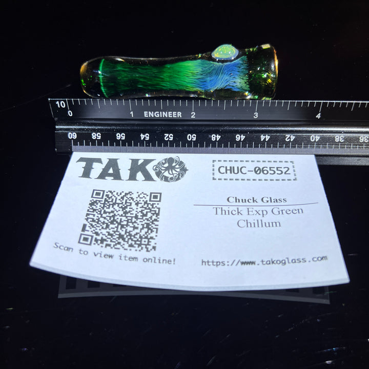 Thick Exp Green Chillum Glass Pipe Chuck Glass   