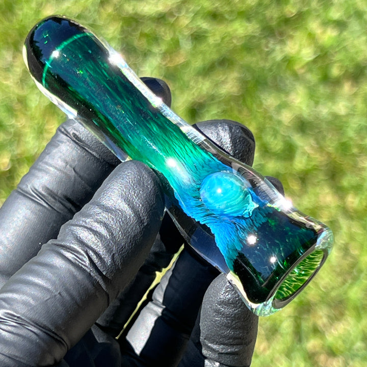 Thick Exp Green Chillum Glass Pipe Chuck Glass   