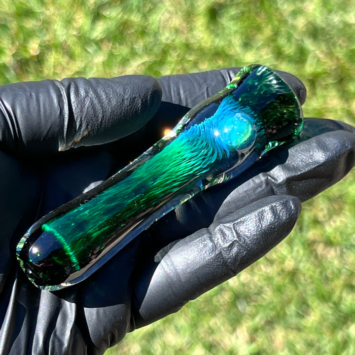 Thick Exp Green Chillum Glass Pipe Chuck Glass   