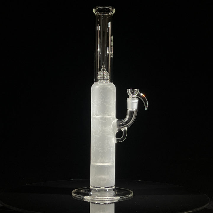 Sovereignty Glass Pillar Straight Neck Solid Foot Clear w/ Pattern Blast Glass Pipe Sovereignty Glass