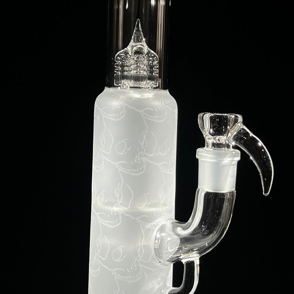 Sovereignty Glass Pillar Straight Neck Solid Foot Clear w/ Pattern Blast Glass Pipe Sovereignty Glass