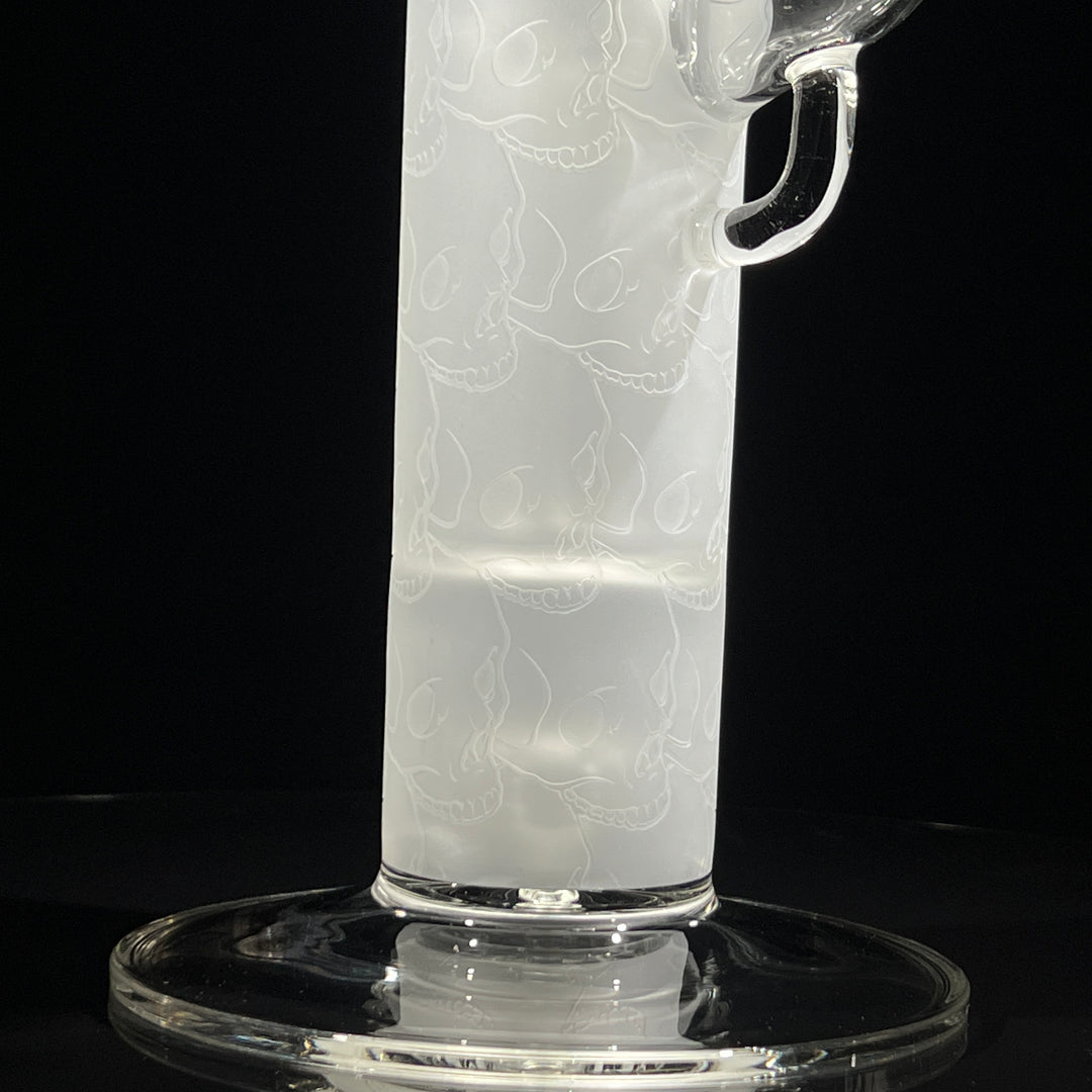 Sovereignty Glass Pillar Straight Neck Solid Foot Clear w/ Pattern Blast Glass Pipe Sovereignty Glass