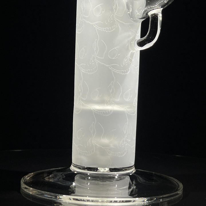 Sovereignty Glass Pillar Straight Neck Solid Foot Clear w/ Pattern Blast Glass Pipe Sovereignty Glass