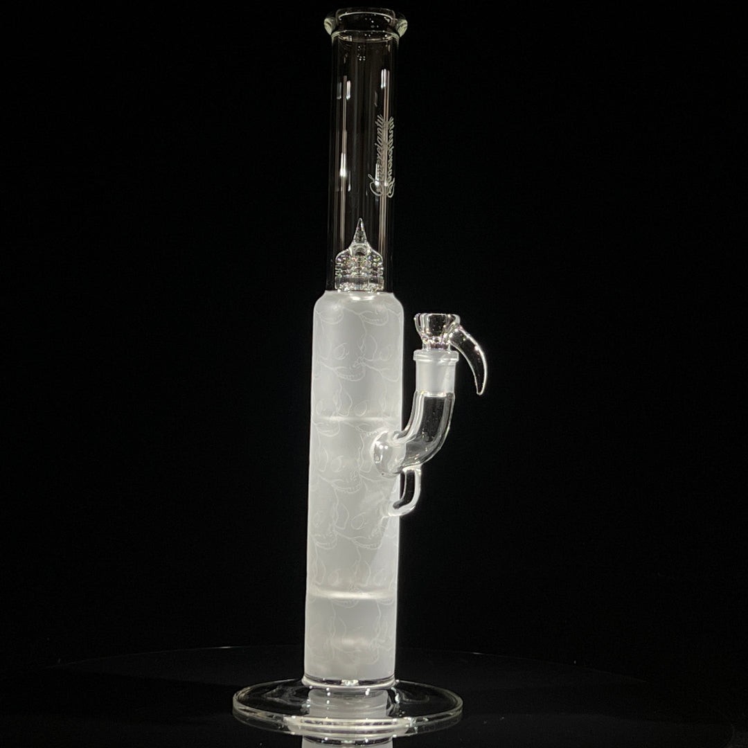 Sovereignty Glass Pillar Straight Neck Solid Foot Clear w/ Pattern Blast Glass Pipe Sovereignty Glass