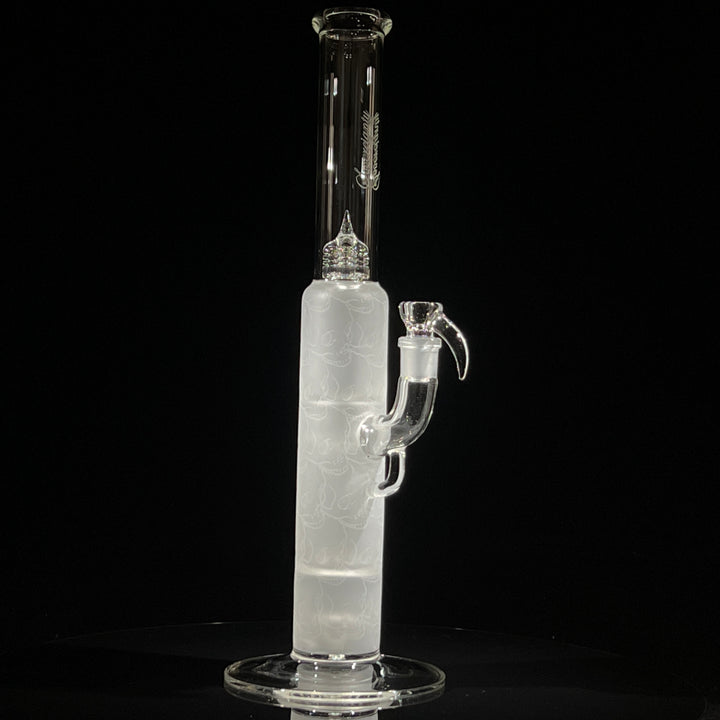 Sovereignty Glass Pillar Straight Neck Solid Foot Clear w/ Pattern Blast Glass Pipe Sovereignty Glass