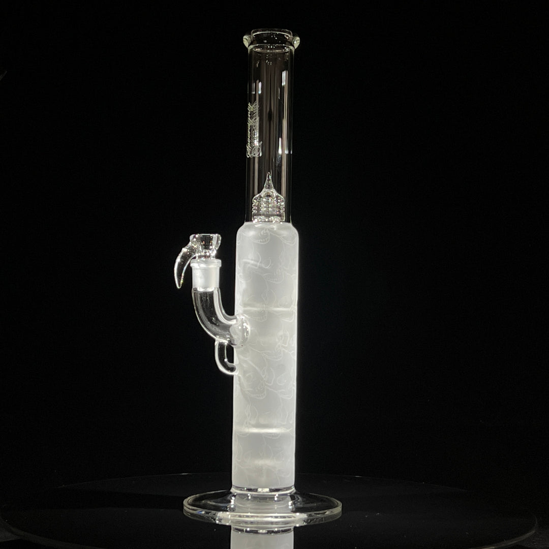 Sovereignty Glass Pillar Straight Neck Solid Foot Clear w/ Pattern Blast Glass Pipe Sovereignty Glass