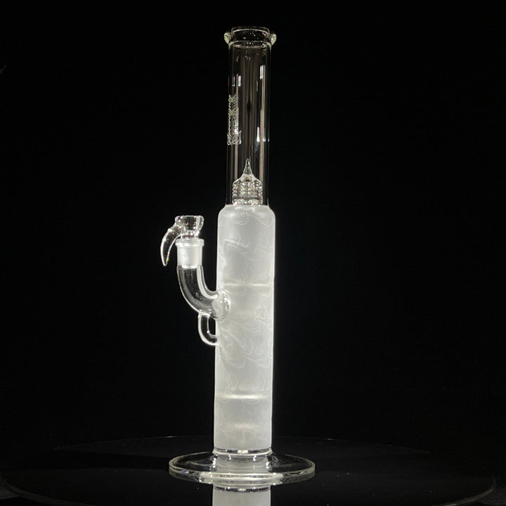 Sovereignty Glass Pillar Straight Neck Solid Foot Clear w/ Pattern Blast Glass Pipe Sovereignty Glass