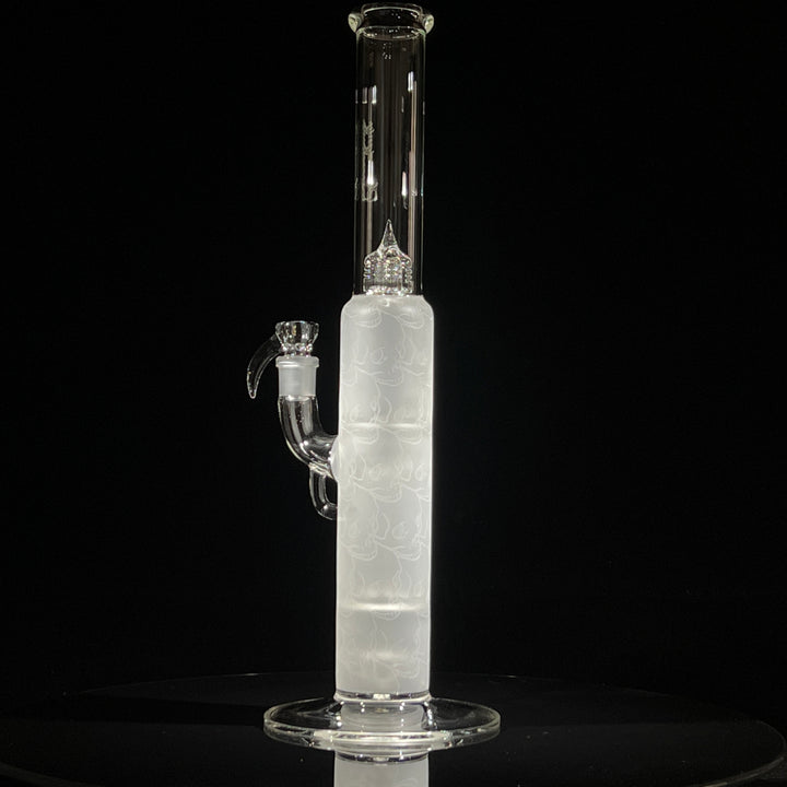 Sovereignty Glass Pillar Straight Neck Solid Foot Clear w/ Pattern Blast Glass Pipe Sovereignty Glass