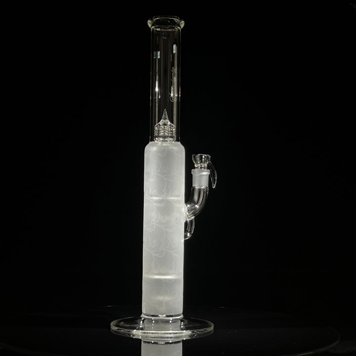 Sovereignty Glass Pillar Straight Neck Solid Foot Clear w/ Pattern Blast Glass Pipe Sovereignty Glass