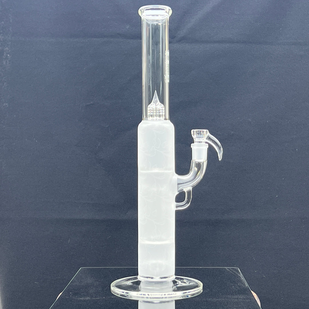 Sovereignty Glass Pillar Straight Neck Solid Foot Clear w/ Pattern Blast Glass Pipe Sovereignty Glass