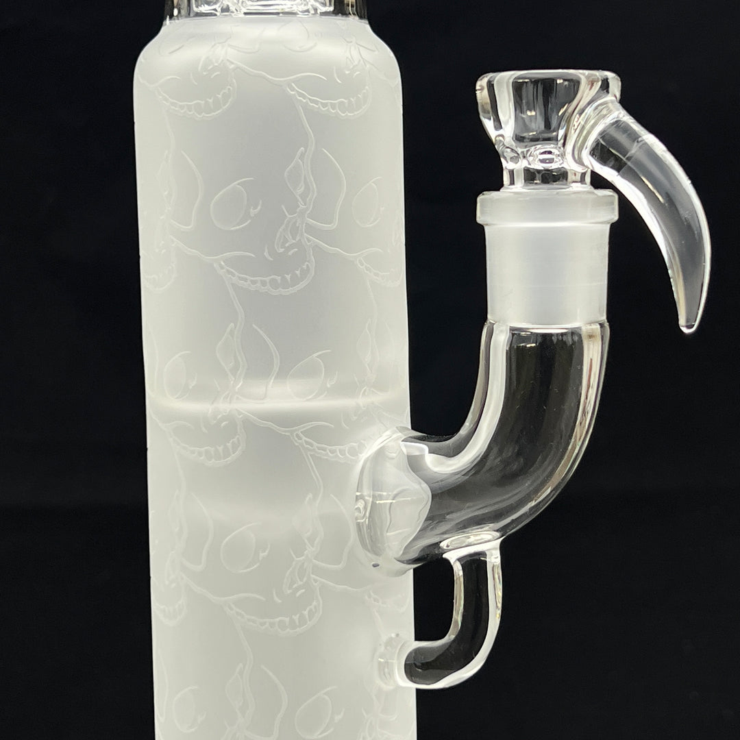 Sovereignty Glass Pillar Straight Neck Solid Foot Clear w/ Pattern Blast Glass Pipe Sovereignty Glass