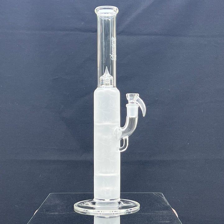 Sovereignty Glass Pillar Straight Neck Solid Foot Clear w/ Pattern Blast Glass Pipe Sovereignty Glass