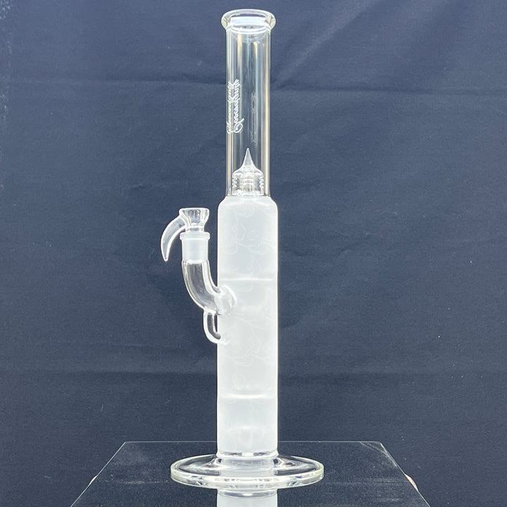 Sovereignty Glass Pillar Straight Neck Solid Foot Clear w/ Pattern Blast Glass Pipe Sovereignty Glass