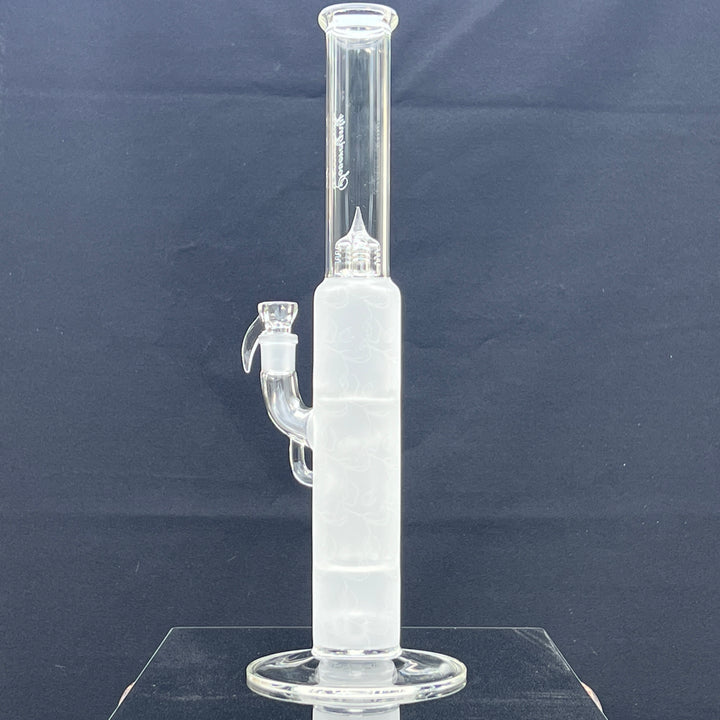 Sovereignty Glass Pillar Straight Neck Solid Foot Clear w/ Pattern Blast Glass Pipe Sovereignty Glass