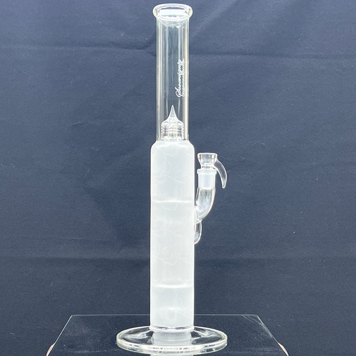 Sovereignty Glass Pillar Straight Neck Solid Foot Clear w/ Pattern Blast Glass Pipe Sovereignty Glass