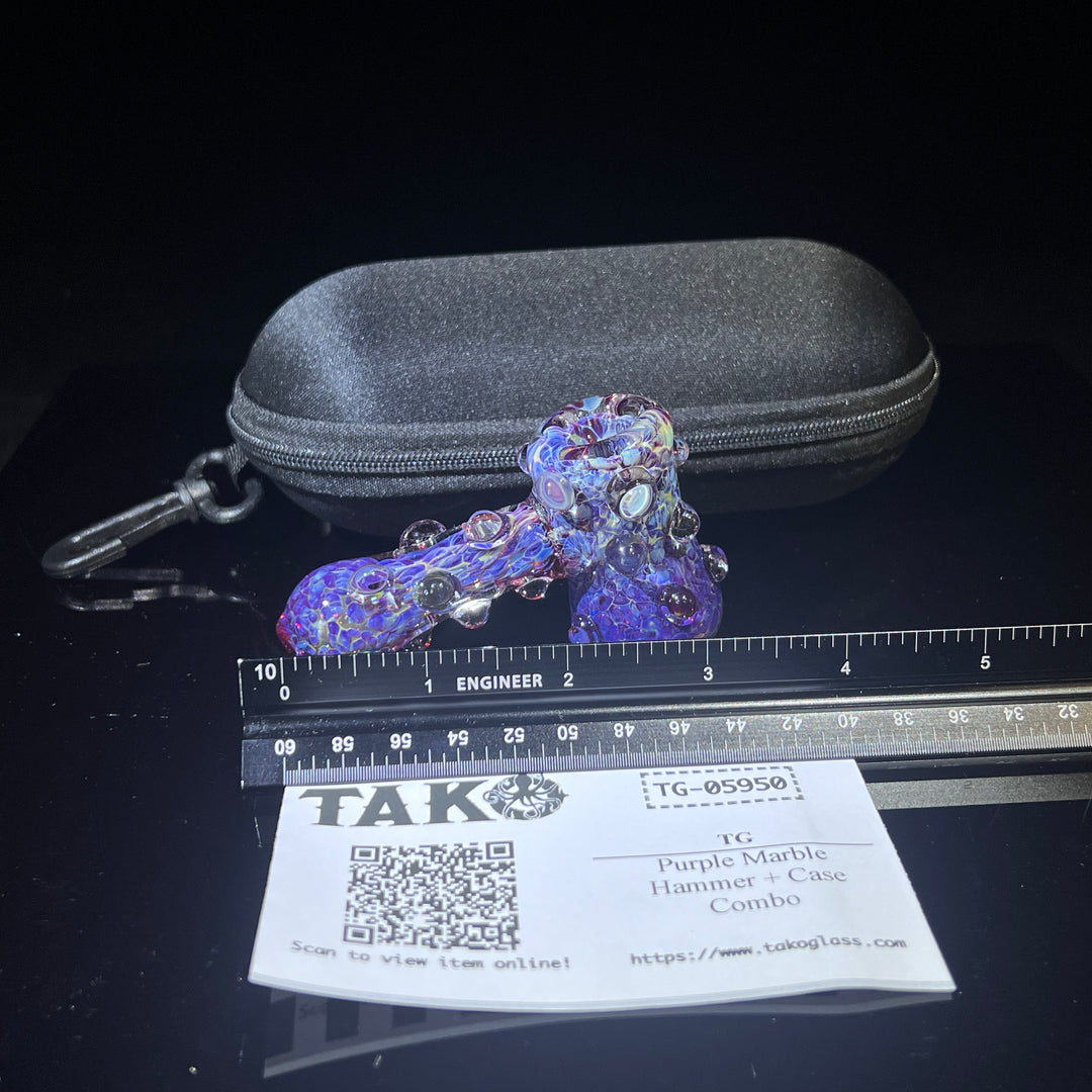 Purple Marble Hammer + Case Combo Glass Pipe TG   