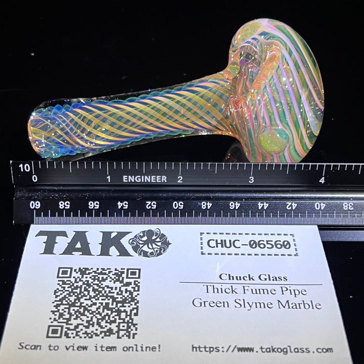 Thick Fume Pipe Green Slyme Marble Glass Pipe Chuck Glass   