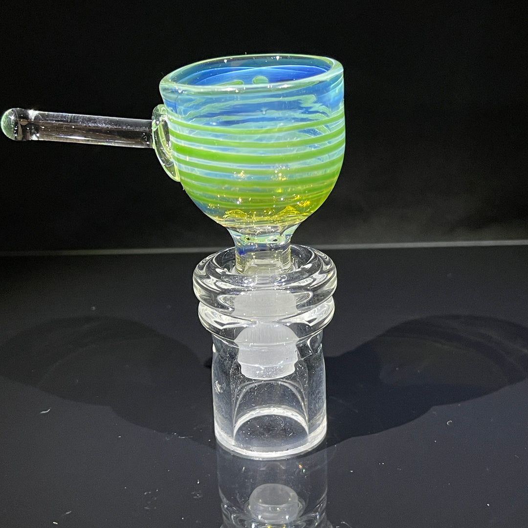 14mm Fumed Green Rake Party Pull Slide Glass Pipe Mary Jane's Glass