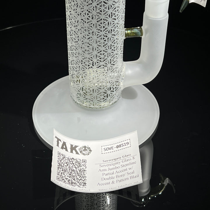 Sovereignty Glass 8 Arm Jumbo Stemline Partial Accent w/ Double Bore/ Seal Accent & Pattern Blast