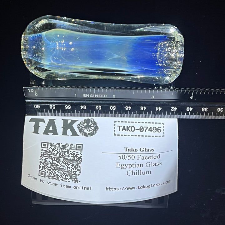 50/50 Faceted Egyptian Glass Chillum Glass Pipe Tako Glass