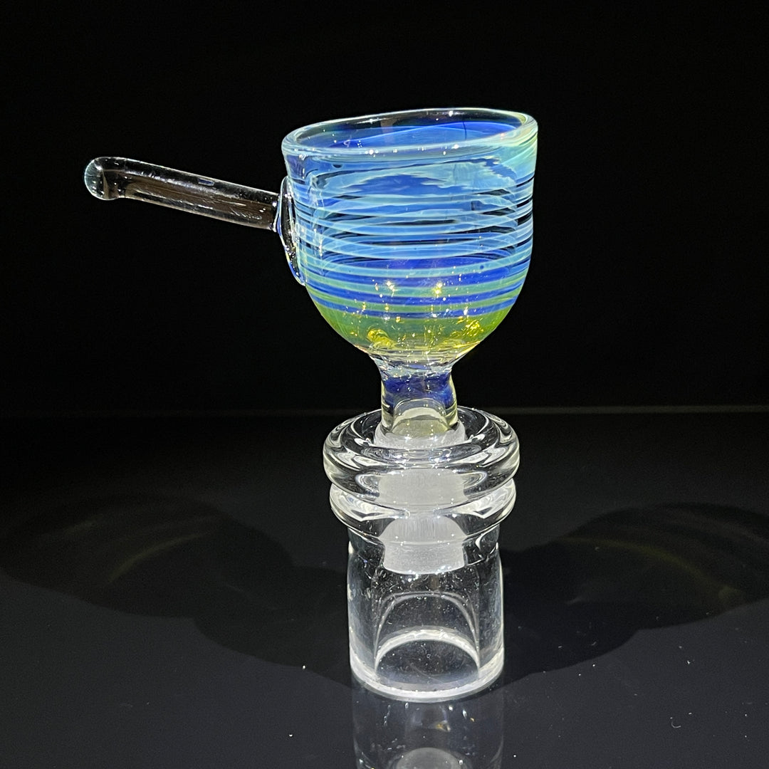 14mm Fumed Blue Rake Party Pull Slide Glass Pipe Mary Jane's Glass