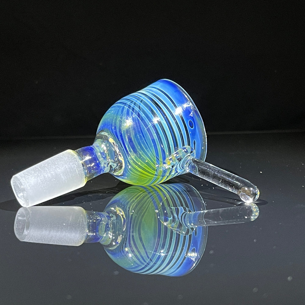 14mm Fumed Blue Rake Party Pull Slide Glass Pipe Mary Jane's Glass