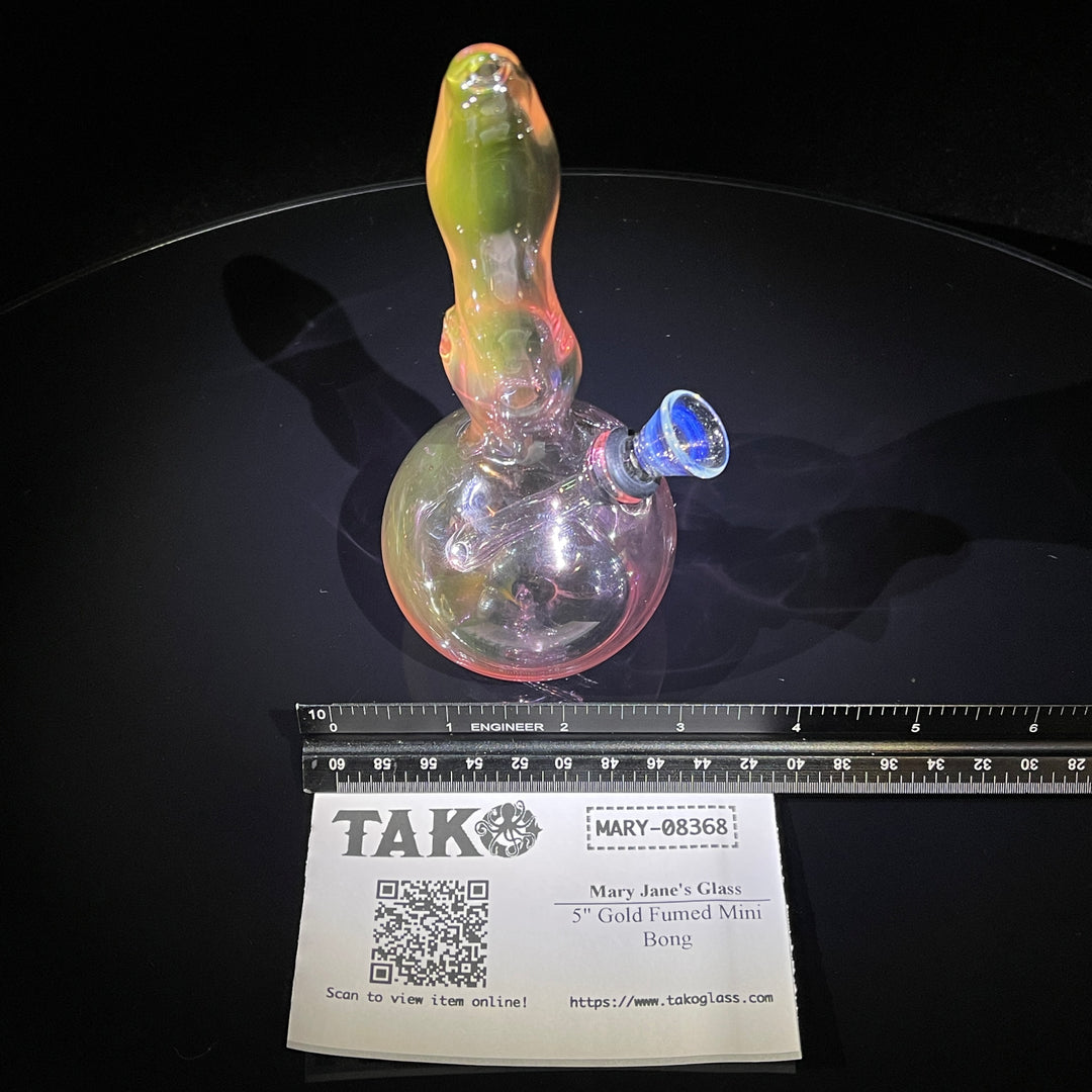 5" Gold Fumed Mini Bong Glass Pipe Mary Jane's Glass