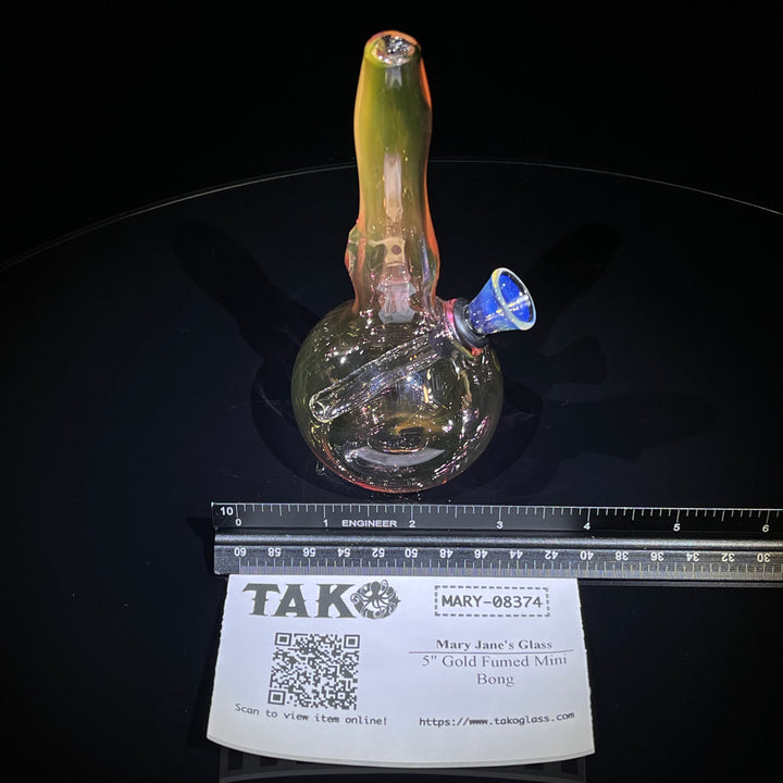 5" Gold Fumed Mini Bong Glass Pipe Mary Jane's Glass