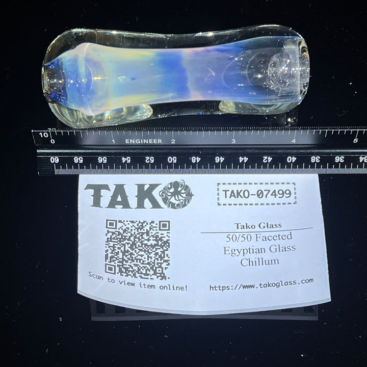 50/50 Faceted Egyptian Glass Chillum Glass Pipe Tako Glass