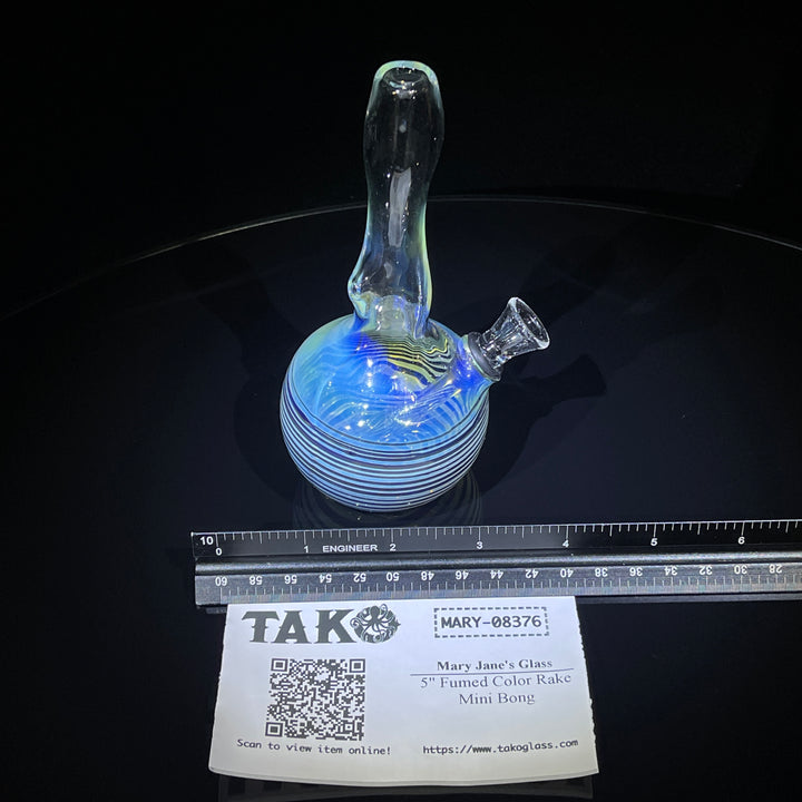 5" Fumed Color Rake Mini Bong Glass Pipe Mary Jane's Glass