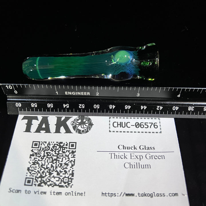 Thick Exp Green Chillum Glass Pipe Chuck Glass   