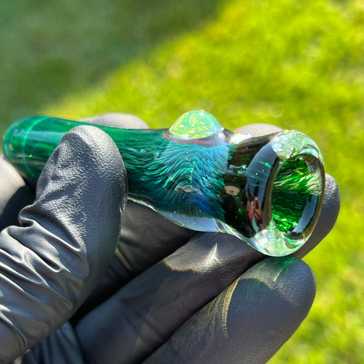 Thick Exp Green Chillum Glass Pipe Chuck Glass   