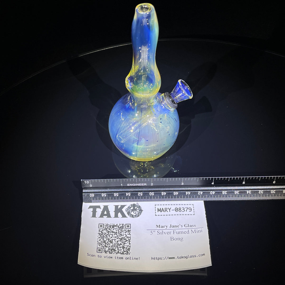 5" Silver Fumed Mini Bong Glass Pipe Mary Jane's Glass