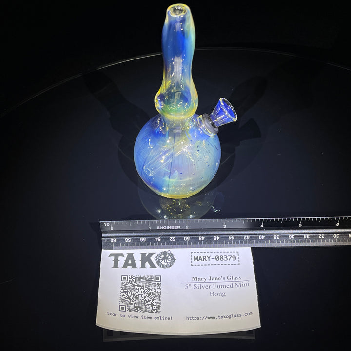 5" Silver Fumed Mini Bong Glass Pipe Mary Jane's Glass