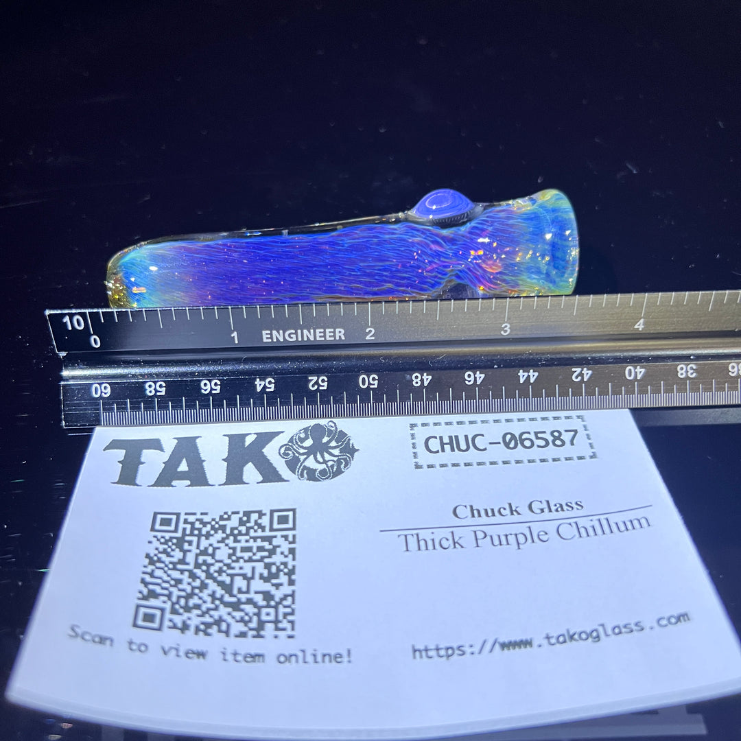 Thick Purple Chillum Glass Pipe Chuck Glass   