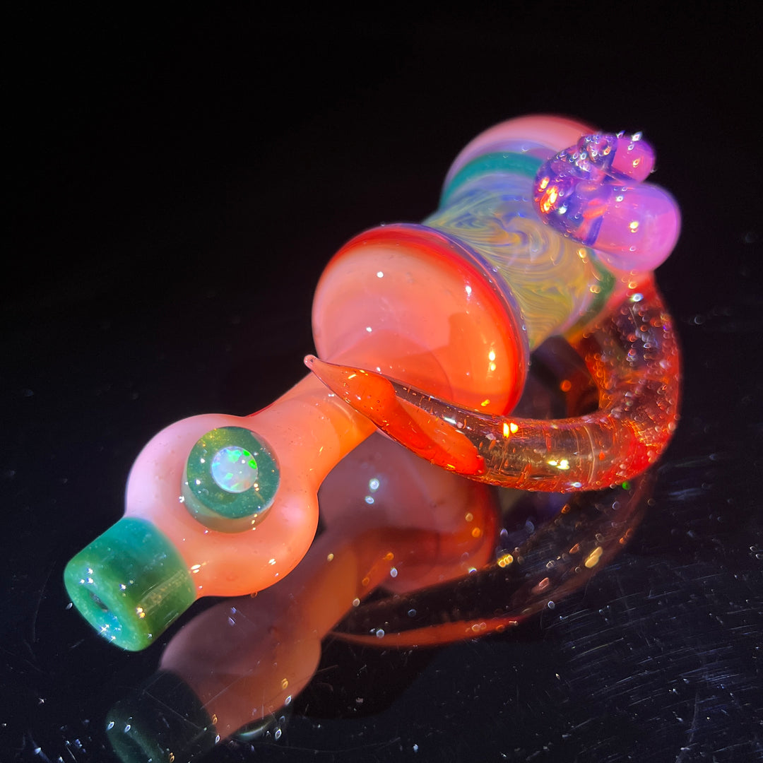 Flatmouth Chill with Horn and Opals Glass Pipe Chillery Bogart   