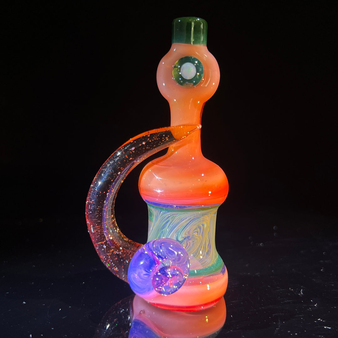 Flatmouth Chill with Horn and Opals Glass Pipe Chillery Bogart   