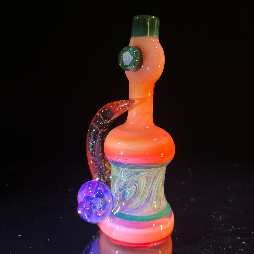 Flatmouth Chill with Horn and Opals Glass Pipe Chillery Bogart   