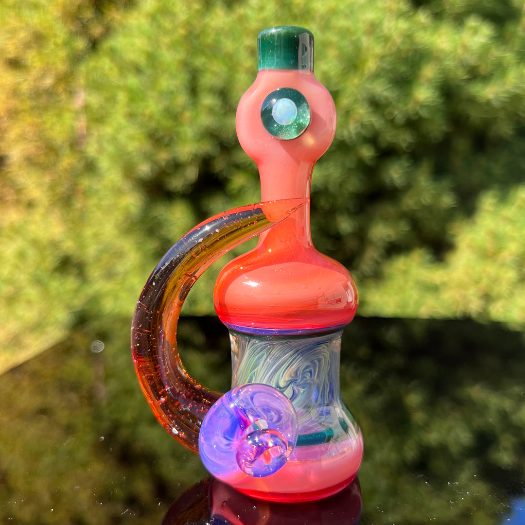 Flatmouth Chill with Horn and Opals Glass Pipe Chillery Bogart   