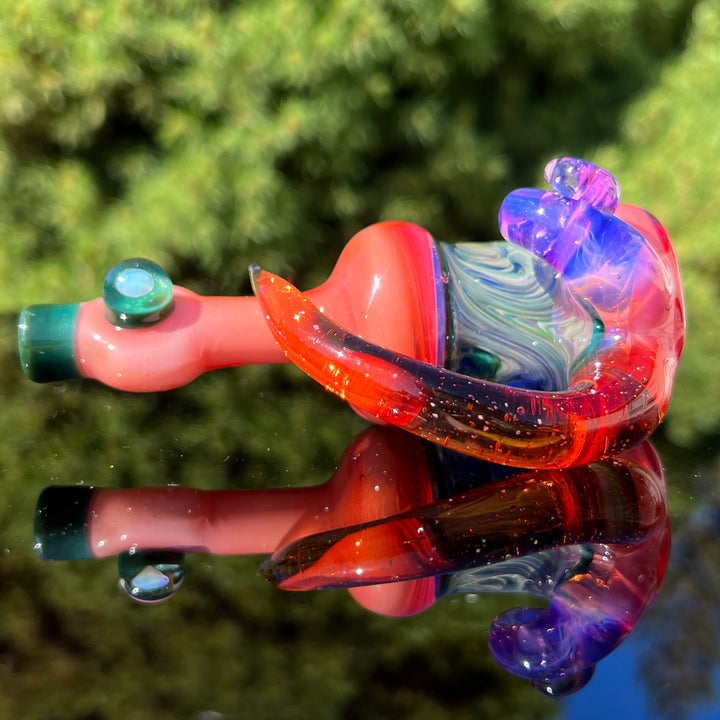 Flatmouth Chill with Horn and Opals Glass Pipe Chillery Bogart   