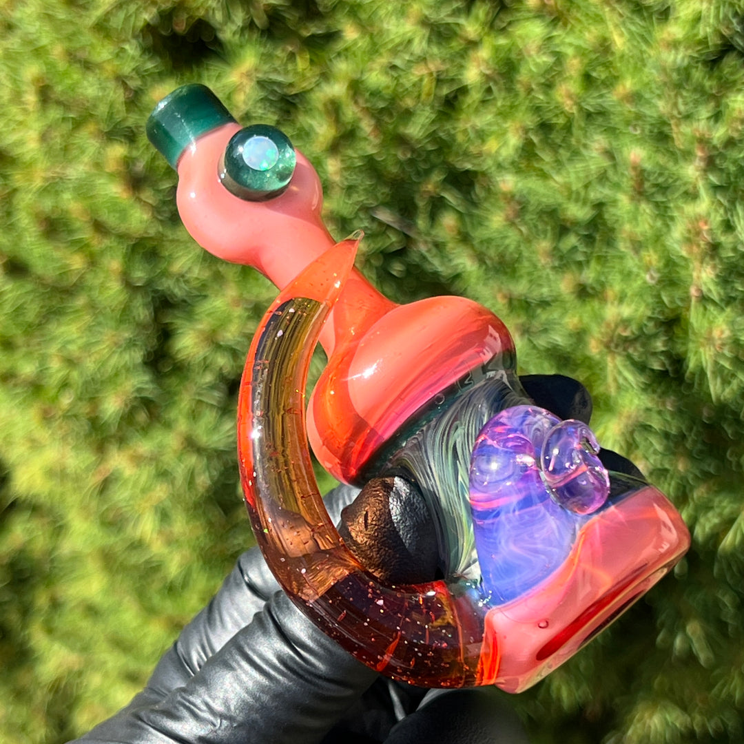 Flatmouth Chill with Horn and Opals Glass Pipe Chillery Bogart   