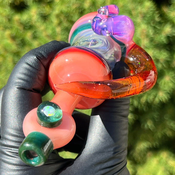 Flatmouth Chill with Horn and Opals Glass Pipe Chillery Bogart   